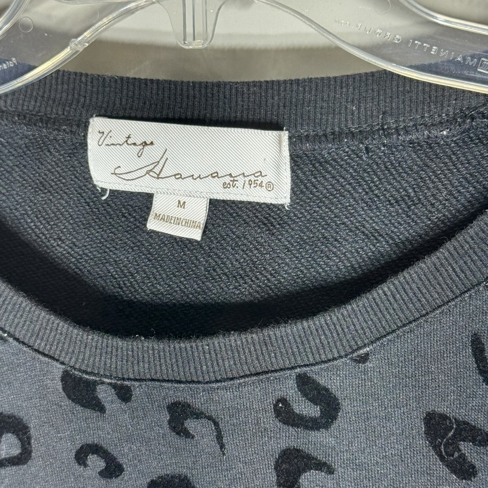 Vintage Havana Women Black Velvet Leopard Crop Top Zip Sweatshirt Medium - Picture 3 of 7